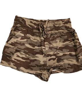 Women's Camo Drawstring Casual Shorts - Brown Camo